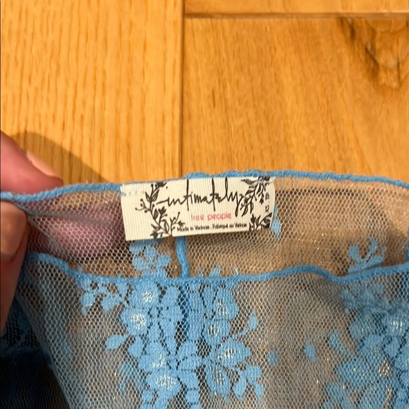 Free People Blue Sheer Floral Top - Picture 2 of 4